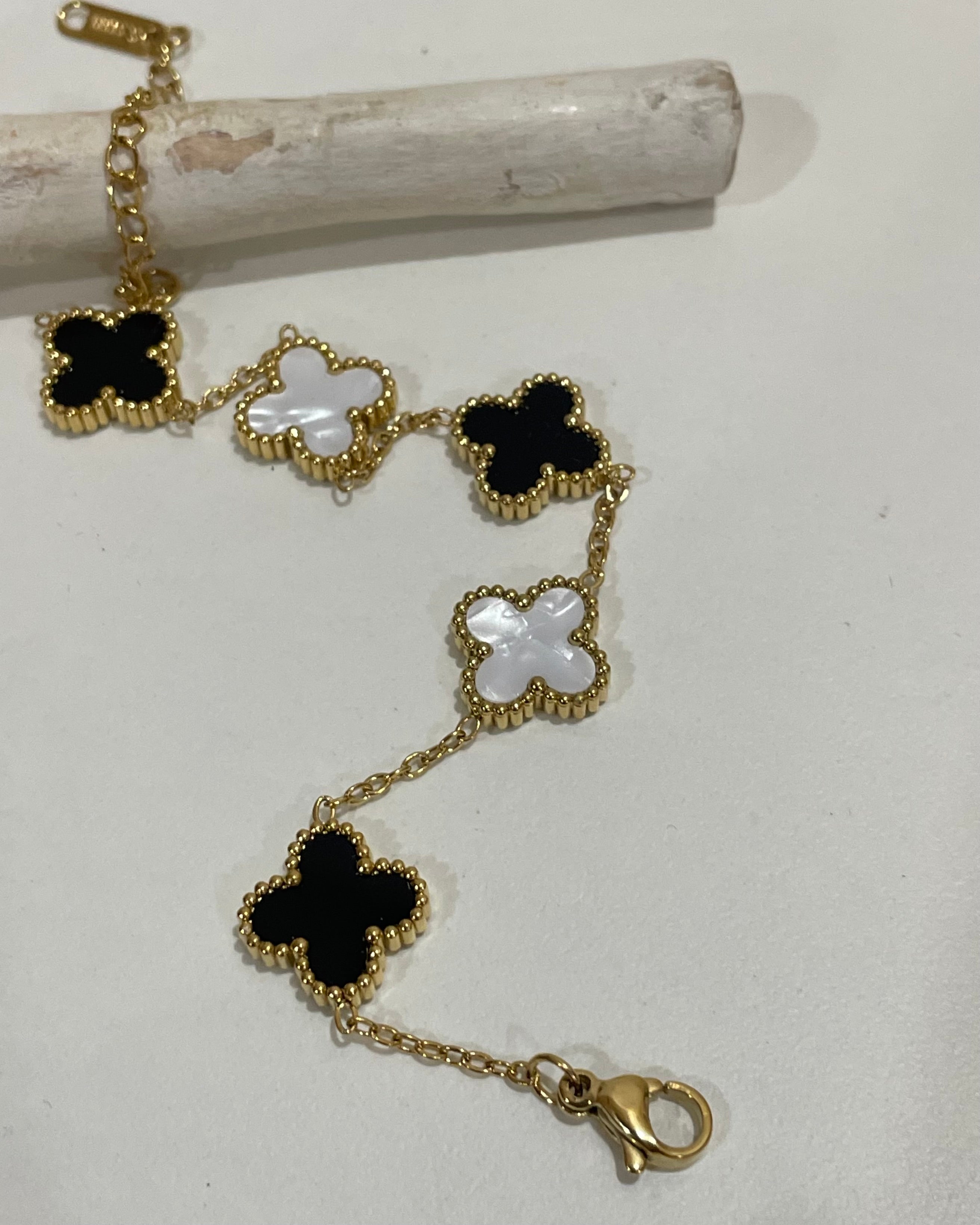 Multiple Clover Bracelet (Black & White)